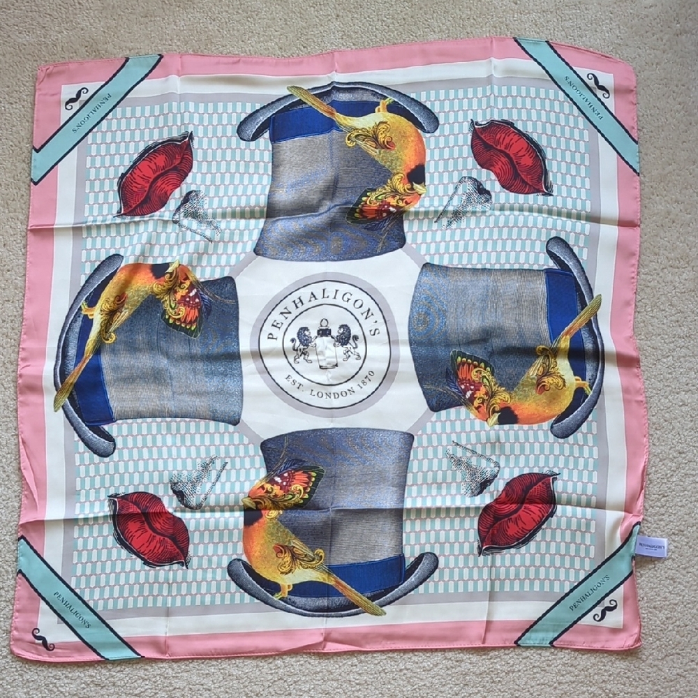 Penhaligon's Pink and Blue Satin Scarf